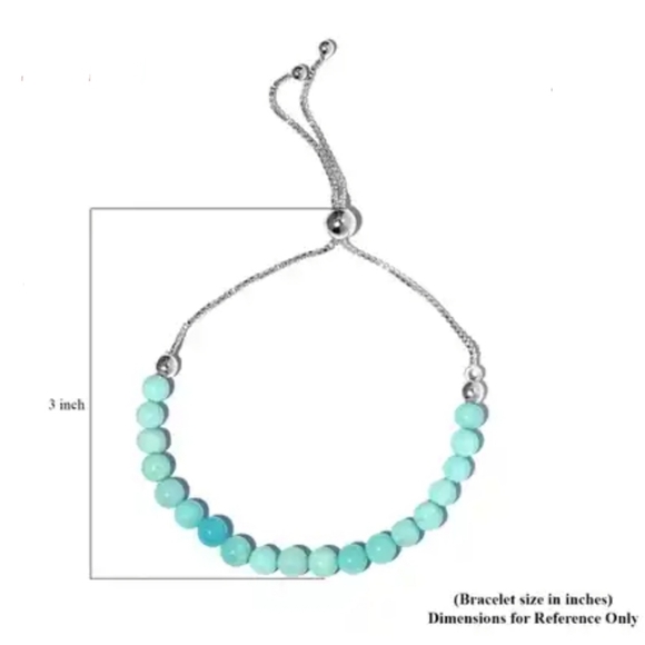 Blue Opal Beaded Bolo Bracelet in Platinum / Sterling Silver 13.90 cwt - Picture 5 of 6